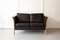 Mid-Century Danish Black Leather Two-Seater Sofa by Mogens Hansen, Stouby 1