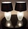 Vintage Linen Table Lamps with Press Glass Bodies, 1970s, Set of 2 4