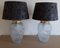 Vintage Linen Table Lamps with Press Glass Bodies, 1970s, Set of 2 1