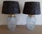 Vintage Linen Table Lamps with Press Glass Bodies, 1970s, Set of 2, Image 1