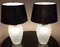 Vintage Linen Table Lamps with Press Glass Bodies, 1970s, Set of 2 9