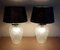 Vintage Linen Table Lamps with Press Glass Bodies, 1970s, Set of 2 2