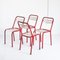 Chaises en Fer et Bois, France, 1950s, Set de 4 2