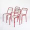 Chaises en Fer et Bois, France, 1950s, Set de 4 1