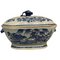 Antique 18th-Century Chinese Porcelain Soup Tureen, Cover & Stand, Set of 3 1