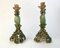 Bougeoirs en Jade Vert avec Bronze Doré, 1960s, Set de 2 1