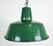 Lampe à Suspension Industrielle en Émail Vert, 1960s 2