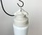 Lámpara colgante industrial de porcelana blanca con vidrio lechoso, años 70, Imagen 3