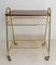 French Iroko Golden Chrome Table Trolley on Wheels, 1960s, Image 2