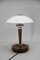 Lámpara de mesa Art Déco de madera y vidrio, años 30, Imagen 2