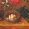 Still Life with Flowers in Pot and Nest With Eggs, 19th Century, Oil on Canvas, Framed 8