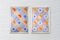 Natalia Roman, Large Diptych, Pastel Tones of Cool Futurist Checkered Pattern, Orange, Violet 2022 3