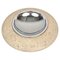 Travertine and Steel Round Ashtray by Marble Art, Italy, 1970s 1