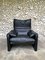 Black Leather Maralunga Armchair by Vico Magistretti for Cassina, Image 3