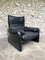 Black Leather Maralunga Armchair by Vico Magistretti for Cassina 5