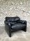 Black Leather Maralunga Armchair by Vico Magistretti for Cassina, Image 4