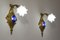 Brass Wall Lights with Opal Glass Tulip, 1920s, Set of 2 3
