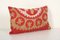 Red Suzani Lumbar Pillow Cover, Uzbekistan, Image 3