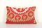 Red Suzani Lumbar Pillow Cover, Uzbekistan 1