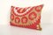 Red Suzani Lumbar Pillow Cover, Uzbekistan 2