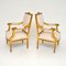 Antique French Gilt Wood Armchairs, 1930s, Set of 2 3