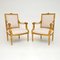 Antique French Gilt Wood Armchairs, 1930s, Set of 2 1