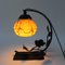 Lámpara de mesa Art Déco con base de acero y bola de vidrio, Imagen 10