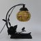 Art Deco Glass Ball and Steel Base Table Lamp 1