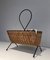 Black Lacquered Metal and Rattan Magazine Rack, Image 6
