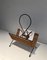 Black Lacquered Metal and Rattan Magazine Rack 7