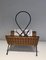 Black Lacquered Metal and Rattan Magazine Rack 8