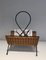 Black Lacquered Metal and Rattan Magazine Rack, Image 8