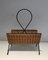 Black Lacquered Metal and Rattan Magazine Rack 10