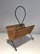 Black Lacquered Metal and Rattan Magazine Rack 9