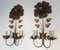 Vintage Brass Flower Sconces, Set of 2 2