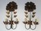 Vintage Brass Flower Sconces, Set of 2 1