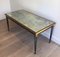 Patinated and Golden Steel Coffee Table in the style of Jacques Quinet 2