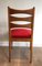 Red Velvet Oak Dining Chairs, Set of 6 6