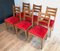 Red Velvet Oak Dining Chairs, Set of 6 2