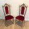 Brass and Red Velvet Chairs, Set of 4 2