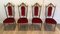 Brass and Red Velvet Chairs, Set of 4 1