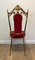 Brass and Red Velvet Chairs, Set of 4 6