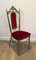 Brass and Red Velvet Chairs, Set of 4 3