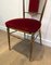 Chaises en Laiton et Velours Rouge, Set de 4 11