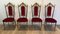 Brass and Red Velvet Chairs, Set of 4 12