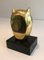 Brass Owl on Black Lacquered Wood Base 6