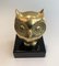 Brass Owl on Black Lacquered Wood Base 5