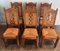 Brutalist Wood & Rattan Chairs, Set of 6 2
