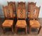 Brutalist Wood & Rattan Chairs, Set of 6, Image 2