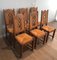 Brutalist Wood & Rattan Chairs, Set of 6 1